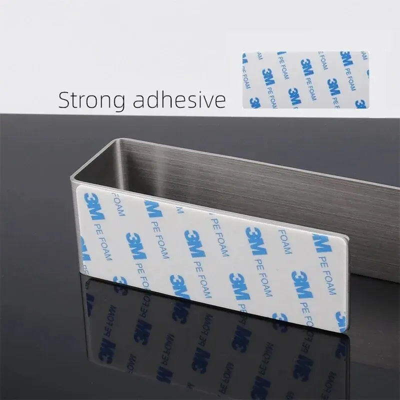 Self-Adhesive Stainless Steel Towel Rack, No-Drill Bathroom Storage